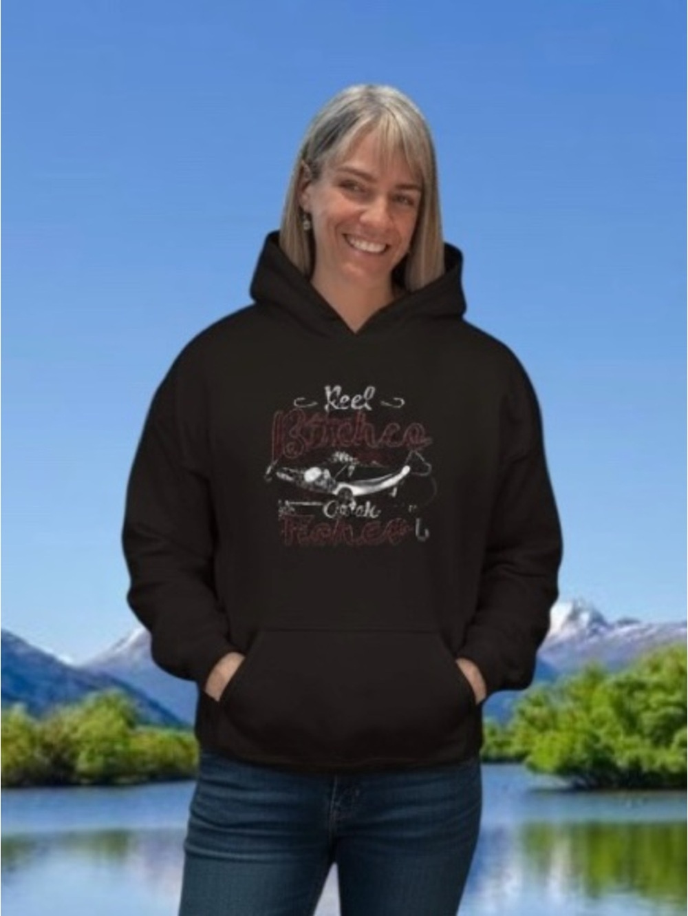 New custom adult humor funny fishing hoodie for women. Size medium